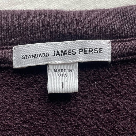 Standard James Perse Red Terry V Neck Long Sleeve Crewneck 1 Small Classic Cozy - Picture 2 of 6